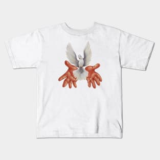 Hands, dove, freedom Kids T-Shirt